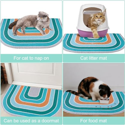 Cat Litter Mat Quality Litter Box Mat Large Non-Slip Cat Litter Mat Litter Trapping Mat Soft Kitty Litter Mat Compatible Two Litter Boxes Cat Products Easy to Clean,Green,XL - color: Blue, size: XL(40" x 30")