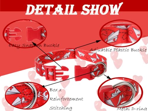 Medium Dog Collar Valentines Day, Adjustable Quick Release Dog Collar Set 3/4 inch - color: Valentines's Day, size: M