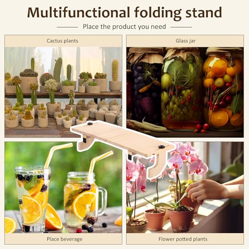 1 Pcs Natural Window Sill Plant Shelf for Plants 21.7 x 7.1 x 5.9 Inch Windowsill Extender Window Plant Floating Shelves No Drilling Wooden Bracket for Cat Perch Planters (Right Angle) - size: Right Angle