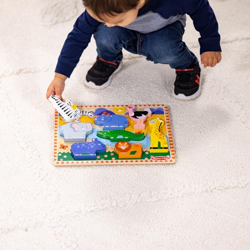 Melissa & Doug Safari Wooden Chunky Puzzle (8 pcs), Educational Screen Free Activity for Toddler, Preschoolers and Kids Ages 2+ - FSC Certified - style: Safari