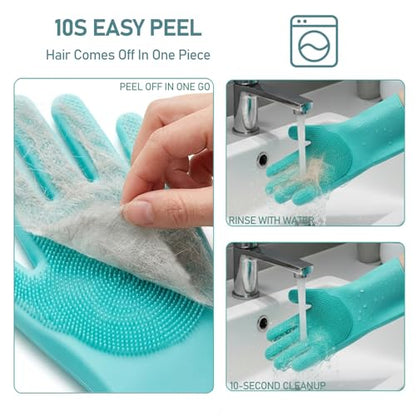 Cat Grooming Gloves for Hair-Removal: Effective at Removing 99% Loose Fur - Keep Home Sofa/Clothes Fur Free Cleaning & Silicone Bristles - Gentle Grooming for Short-long Hair Cats (2 Pack)