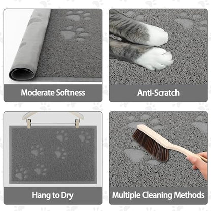 Darkyazi Cat Litter Box Mat for Floor Litter Trapping Mat Non-Slip Backing, Scatter Control, Easy Clean, Water Resistant, Soft on Paws (15.75" x 11.75",Grey) - color: Grey