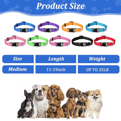 JIEYAO 27 Pcs Colorful Dog Collars for Small Medium Dog, Nylon Adjustable Puppy Collars with Quick Release Buckle 9 Colors Pet Collar Bulk for Walking Training