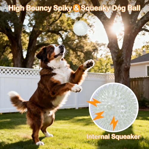 petizer 6 Pack 3.5’’ Glow in The Dark Dog Balls - Rubber Squeaky Swimming Pool Balls, Glowing Spiky Dog Fetching & Teething Chew Ball for Medium Large Breeds Indoors & Outdoors - size: 3.5‘’