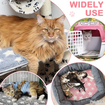4 Pack Self Heating Cat Bed Cat Self Warming Pad with Removable Cover Extra Warm Thermal Pet Pad Washable Pet Crate Mat Anti Slip Kennel for Indoor Outdoor Pets(Star,20 x 28 Inches) - size: 20 x 28 Inches