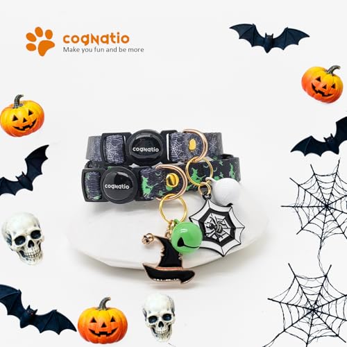 2 Pack Breakaway cat Collars with Bell,Safety Quick Release Pendant Cute Kitten Collar,Adjustable 20-30cm (Halloween3, 20-30cm) - color: Halloween3