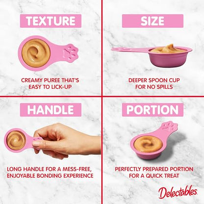 Delectables Lickable Spoon Handheld Wet Cat Treats Made with Real Chicken & Salmon, Quick & Easy Creamy Puree, Mess Free, Grain-Free, No Added Fillers, No by-Products, Variety Pack, 20ct - size: 0.35 Ounce (Pack of 20)