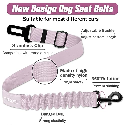 Dog Seat Belt,3 Piece Set Retractable Dog Car Adjustable Seatbelts for Vehicle Nylon Pet Safety Heavy Duty & Elastic & Durable Car Harness for Dogs - color: Set 10-Black+Light Pink