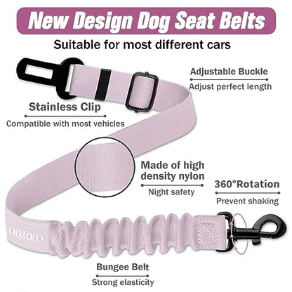 Dog Seat Belt,3 Piece Set Retractable Dog Car Adjustable Seatbelts for Vehicle Nylon Pet Safety Heavy Duty & Elastic & Durable Car Harness for Dogs - color: Set 10-Black+Light Pink