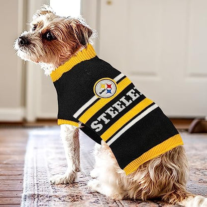 NFL Pittsburgh Steelers Dog Sweater, Size Small. Warm and Cozy Knit Pet Sweater with NFL Team Logo, Best Puppy Sweater for Large and Small Dogs - color: Pittsburgh Steelers, size: Small