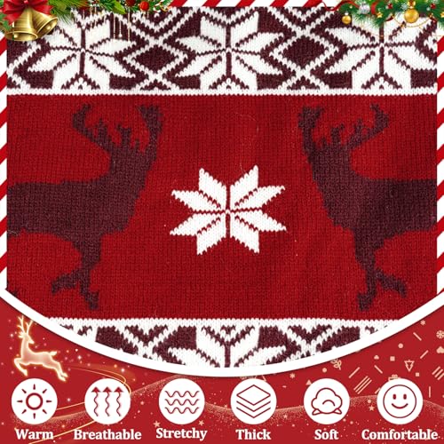Dog Sweater Soft Dog Outfit with Hoodie Warm Snowflake Reindeer Dogs Cats Knitwear Clothes for Cold Weather Classic Colorful Design Sweater, Large - size: Large
