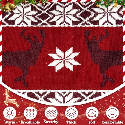 Dog Sweater Soft Dog Outfit with Hoodie Warm Snowflake Reindeer Dogs Cats Knitwear Clothes for Cold Weather Classic Colorful Design Sweater, X-Large - size: X-Large