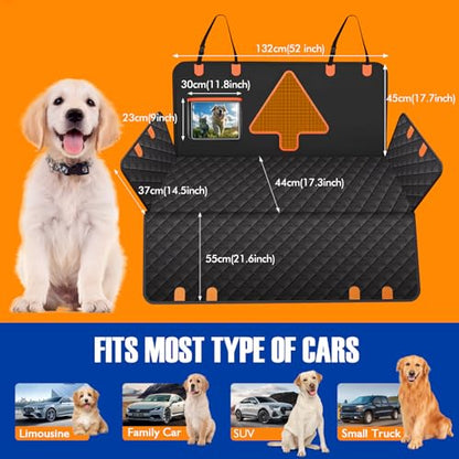 Dog Car Seat Vover,Back Seat Cover for Dogs,Durable Scratch Proof and Waterproof Pet Car Seat Cover for Limousine/Family Car/SUV/Pickup(Black,52" L x 56.6" W)