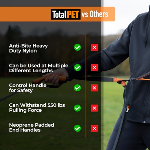 50ft Long Leash for Dogs - Long Line Dog Leash for Training Recall/Commands at Distance - Nylon, Heavy Duty - Ideal for Large & Small Breeds - size: 50ft