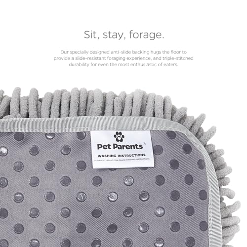 Pet Parents Forager Slow Feeder CAT and Dog Snuffle MAT and Feeding MAT, Forest Grey, Large