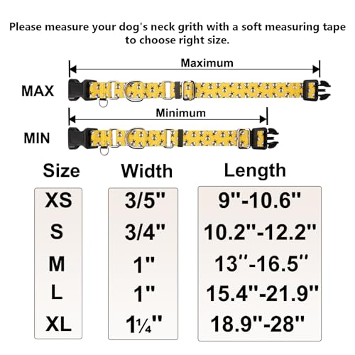 Martingale Dog Collar with Buckle Yellow Bee Dog Collar Adjustable Cute Design Patterns (Bee, Medium) - color: Bee, size: Medium