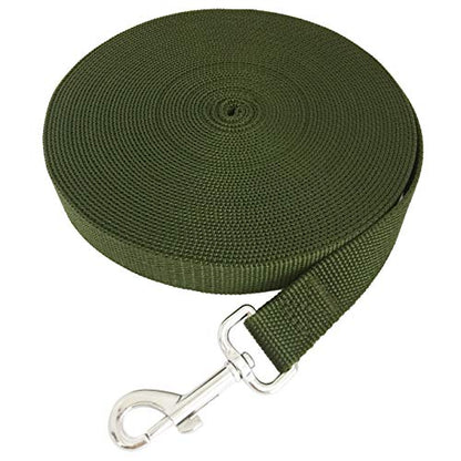 TAIDA 20ft 30ft 40ft 50ft Nylon Long Training Dog Leash for Small Medium Large Dogs, Long leashes Dog/Puppy Lead for Obedience Recall Training, Camping, or Backyard, 1 inch Wide (50 Foot, Green)