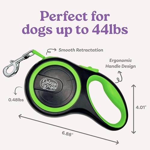 Retractable Dog Leash for Small, Medium & Large Dogs – Heavy-Duty, Tangle-Free, Reflective, 16FT Long, Anti-Slip Soft Handle with One-Hand Brake - 44 LBS /16FT - Small - Green - color: Green