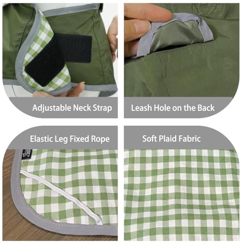 Dog Raincoat Reversible,Waterproof Dog Rain Coat Hooded Slicker Poncho with Reflective Strip, Plaid Double Layer Rain Jacket for Small Medium Large Dogs (Army Green, X-Small(4-9lb)) - color: Army Green, size: X-Small(4-9lb)