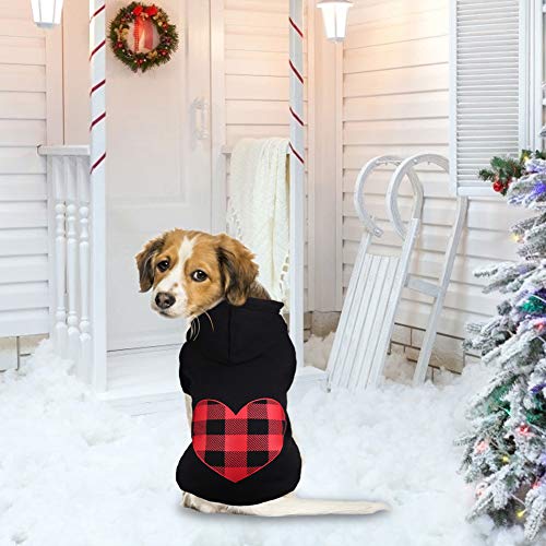 Dog Hoodie Dog Sweaters for Small Dogs Pet Clothes Black Buffalo Plaid Warm and Soft Breathable Cozy(S) - color: Heart, size: S