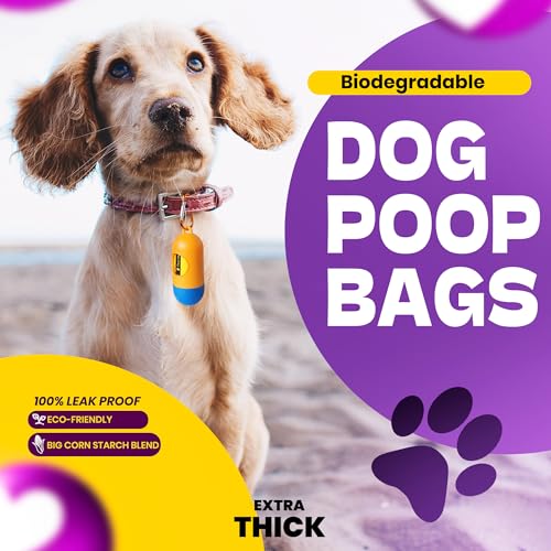 Dog Poop Bags-150 Counts with Holder (10 Rolls), Biodegradable Poop Bags, Eco-friendly and Easy to Open, Thick Dog Waste Bags (Yellow) - color: Yellow, size: 1 Count (Pack of 150)
