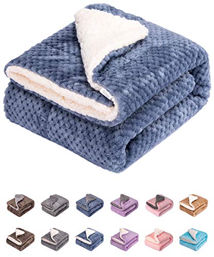 DW Plush Fleece Receiving Blanket for Dog, Cat, and Pet - Warm and Soft, Couch, Sofa, Travel and Outdoor, Camping (24" x 32", Smoked Blue) - color: Dw-smoked Blue, size: Blanket (24" x 32")