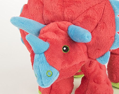 goDog Dinos Frills Squeaky Plush Dog Toy with Chew Guard Technology, Durable Fabric & Squeaker for Active Play, Red, Large - color: Dinos Frills (Red), size: Large