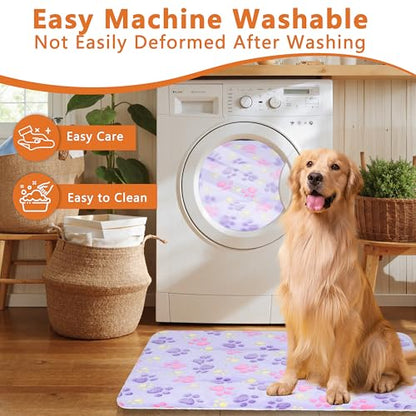 Dog Bed Mat,Soft Dog Kennel Pad with Cute Pattern,Multi-Size Durable & Machine Washable,Pet Pad for Dogs (Purple Paw, Large) - color: Purple Paw, size: 27.2''L×18.9''W×1.4''Th