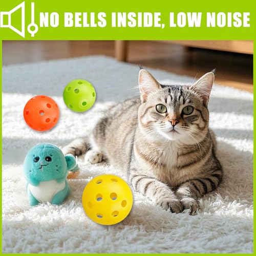 12Pcs Cat Ball Toy, Low Noise No Bells Holey Plastic Cat Balls, Funny Interactive Cats Toys for Indoor Cats, Firm Toy Balls for Kitten Puppy Ferret Bird (1.65") - color: 12/Pack, Plastic Balls