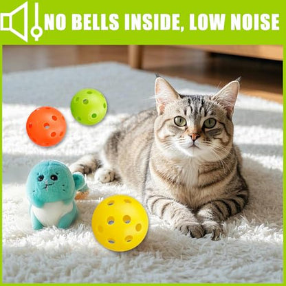 24Pcs Cat Ball Toy, Low Noise No Bells Holey Plastic Cat Balls, Funny Interactive Cats Toys for Indoor Cats, Firm Toy Balls for Kitten Puppy Ferret Bird (1.65") - color: 24pcs-mixed