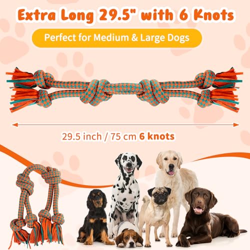 Interactive Dog Rope Toy for Large & Medium Dogs – Durable Tug of War Toy for Training, Boredom Relief & Teeth Cleaning, Safe Ultra-Fiber Chew Toy for Daily Play (Large) - size: Large