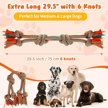 Interactive Dog Rope Toy for Large & Medium Dogs – Durable Tug of War Toy for Training, Boredom Relief & Teeth Cleaning, Safe Ultra-Fiber Chew Toy for Daily Play (Large) - size: Large
