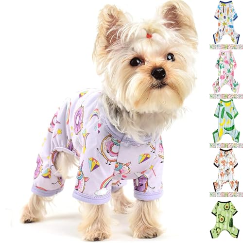 Dog Pajamas for Small Dogs, Soft Thin Pjs Jammies Cat Doggie, Summer Pet Cute Puppy Clothes Outfits Dogs Boy Girl(Donut, XS) - color: Donut, size: X-Small (Chest 11.8 in)