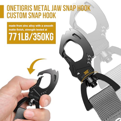 OneTigris Tactical Dog Training Leash Bungee Leash with 2 Control Handle Quick Release Nylon Leads Rope(Grey) - color: Grey
