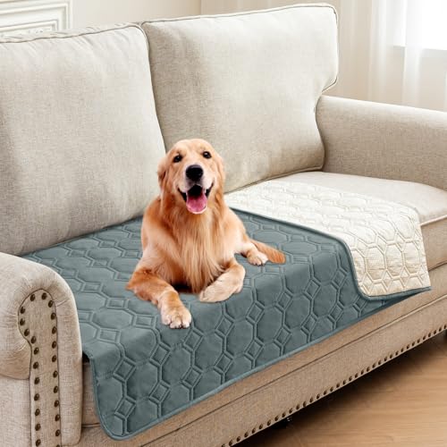 ZNSAYOTX Ultimate Cozy Blankets (30"x53") 100% Waterproof Sofa Mat Blanket for Dog Pets, Bed Couch Protector with Non-Slip Back Washable Durable, Pee Scratch Proof Easy to Clean (Dark Grey) - color: Dark Grey, size: 30x53 Inch