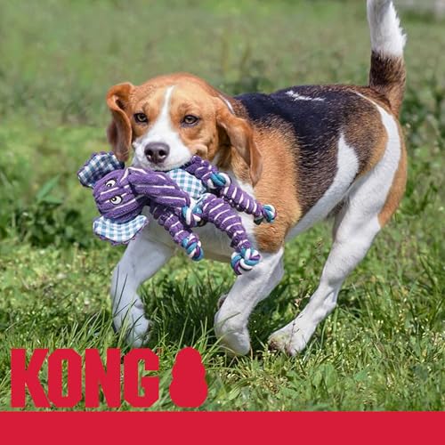 KONG Floppy Knots Combo Dog Toy - Hippo and Elephant Bundle - Interal Knotted Rope with Squeakers and Less Stuffing - Medium/Large