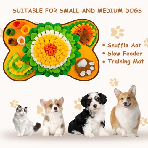 Washable Dog Snuffle Mat with Squeaker, Non-Slip Feeding Mat for Brain Games/25x17 Inch, Yellow - color: yellow