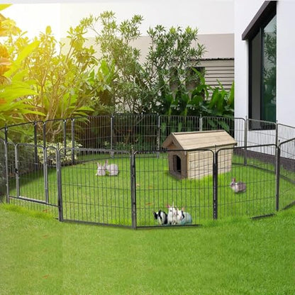 Dog Playpen,24/32/40 Inch Height in Heavy Duty,Folding Indoor Outdoor Dog Exercise Fence, Portable Pet Playpen with Door for Large Medium Dogs - Silver Gray (8 Panels, 24 inch) - style: 24 Inch