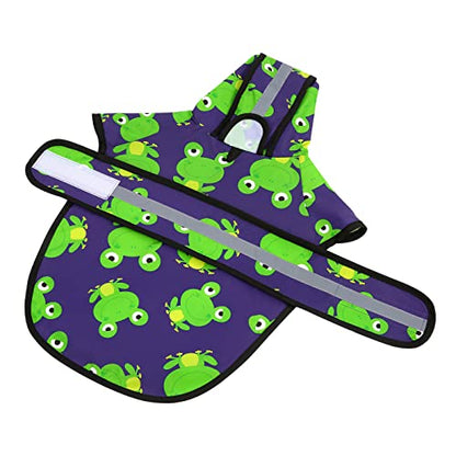 HDE Dog Raincoat Jacket Reflective Adjustable Hooded Pet Poncho Rain Coat with Leash Hole for Small to X-Large Dogs Frogs - S - color: Frogs, size: Small