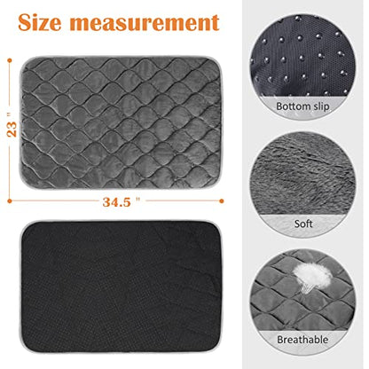 Self Warming Cat Bed Self Heating Cat Mat Thermal Pet Bed Mat Self-Warming Dog Crate Pad - color: Grey, size: 34.6"L x 22.8"W x 0.5"Th