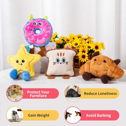 DODODOLA Stuffed Dog Toys Durable Plush Dog Toy with Crinkle Paper Cute Elephant Squeaky Dog Toys Dog Chew Toys for Medium Large Breed (Colorful Sweet) - color: Colorful Sweet
