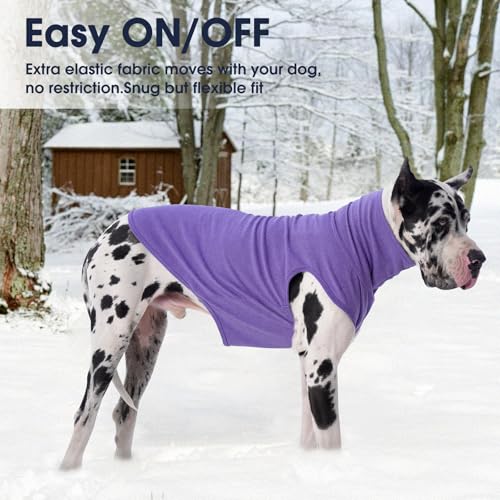 IECOii Dog Fleece Vest Sweater - Stretch Warm Pullover with Turtleneck,Purple,Large, Easy On/Off Winter Dog Sweater for Medium Large Dogs Girl Boy, Winter Fall Jumpsuit with High Neck - color: Purple, size: Large