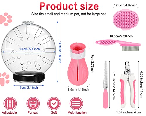 Cat Muzzle for Grooming Kitty Adjustable Hood with Paw Covers Nail Clipper Trimmer Brush Tick Remover Tool Kitten Breathable Anti Bite Muzzles Silicone Anti Scratch Boots for Cats Bathing Shaving