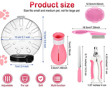 Cat Muzzle for Grooming Kitty Adjustable Hood with Paw Covers Nail Clipper Trimmer Brush Tick Remover Tool Kitten Breathable Anti Bite Muzzles Silicone Anti Scratch Boots for Cats Bathing Shaving