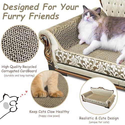 Luxury Cardboard Cat Scratcher Sofa Bed, Couch Shaped Scratching Board, Scratch Lounge with Catnip, Scratcher for Indoor Cats Large Grey - color: Grey Lounge