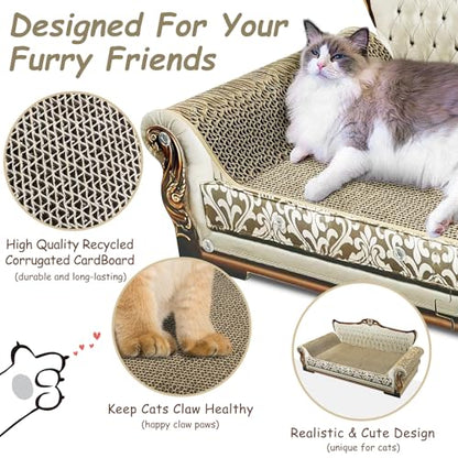 Luxury Cardboard Cat Scratcher Sofa Bed, Couch Shaped Scratching Board, Scratch Lounge with Catnip, Scratcher for Indoor Cats Large Grey - color: Grey Lounge
