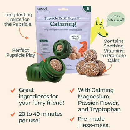 WOOF Pupsicle Refill Pops for Calming - Long-Lasting Refills for the Pupsicle Toy to Promote Calm - Calming Dog Treats - Magnesium for Dogs- Small Pops - 10 Count
