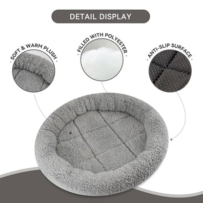 Small Cat Bed Mat, 11.81" Round, Self Warming Cat Mat with Pillow Around, Dog Kitty Curling Sleep Cushion, Soft Kitten Pad for Carrier/Crate, Rabbit Warm Bed, Antiskid Bottom, Small - size: Small(Round)