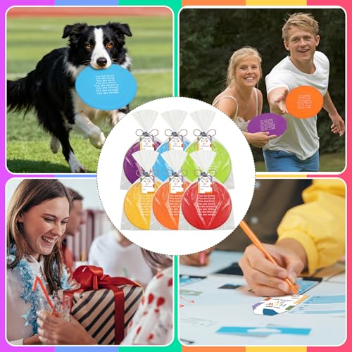 HyDren End of The Year Gifts 7'' Rubber Flying Discs Bulk with Inspirational Cards Fun Flying Disc Toy for End of The Year Graduation Party Favors Summer Gifts Sports Outdoor Activities