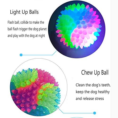 2Pcs Dog Balls,2inch Light Up Dog Balls,Flashing Elastic Ball,Glowing Interactive Led Pet Toys for Puppy Small Medium Dogs Cats - color: 2 pcs stab balls